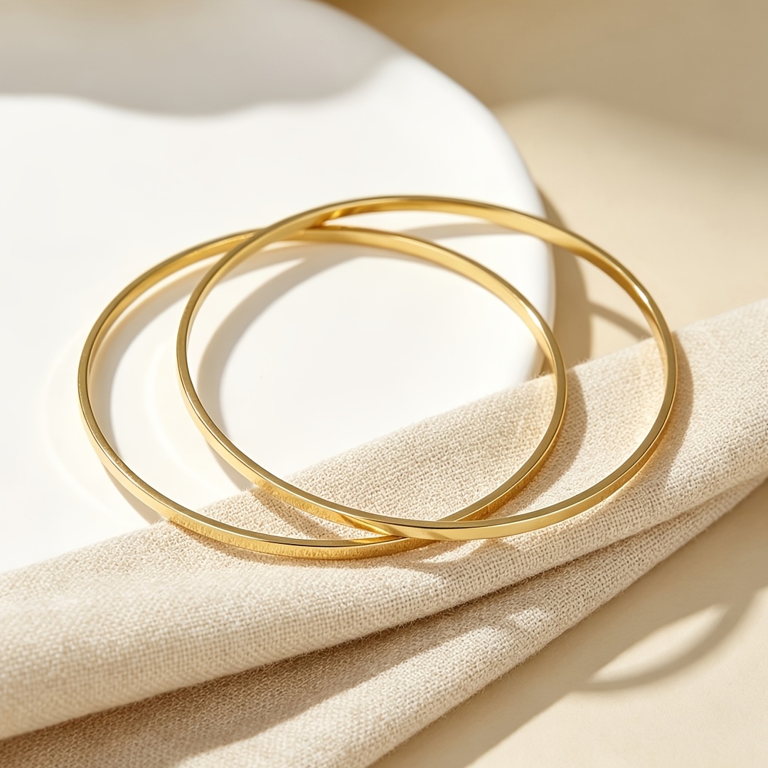 2pcs Women's Modern Stackable Round Bangle Set